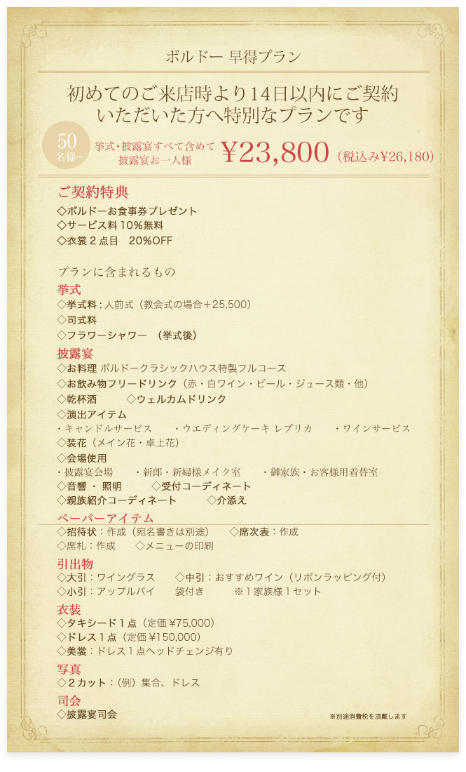 挙式披露宴全て含めて